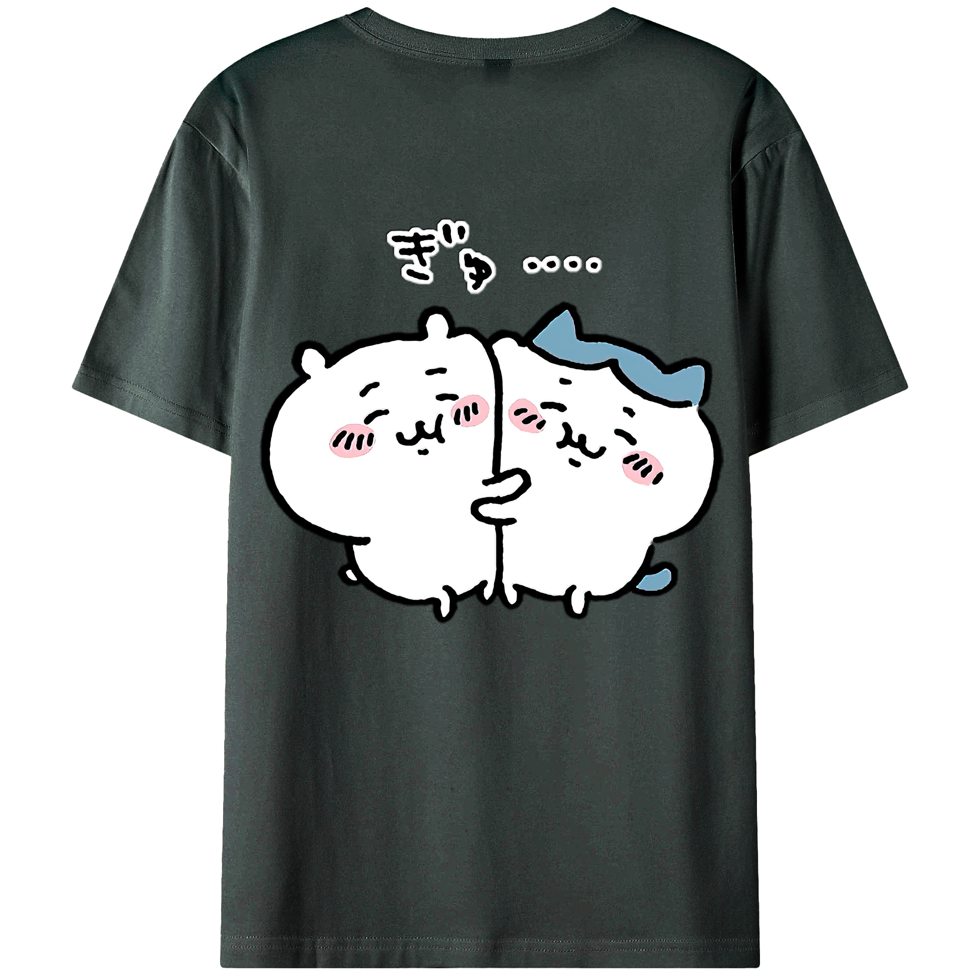 （画像用） ちいかわ ハチワレ Chii-kawa hachiware 綿100％ メンズ半袖Tシャツ（バックプリント） 通気性